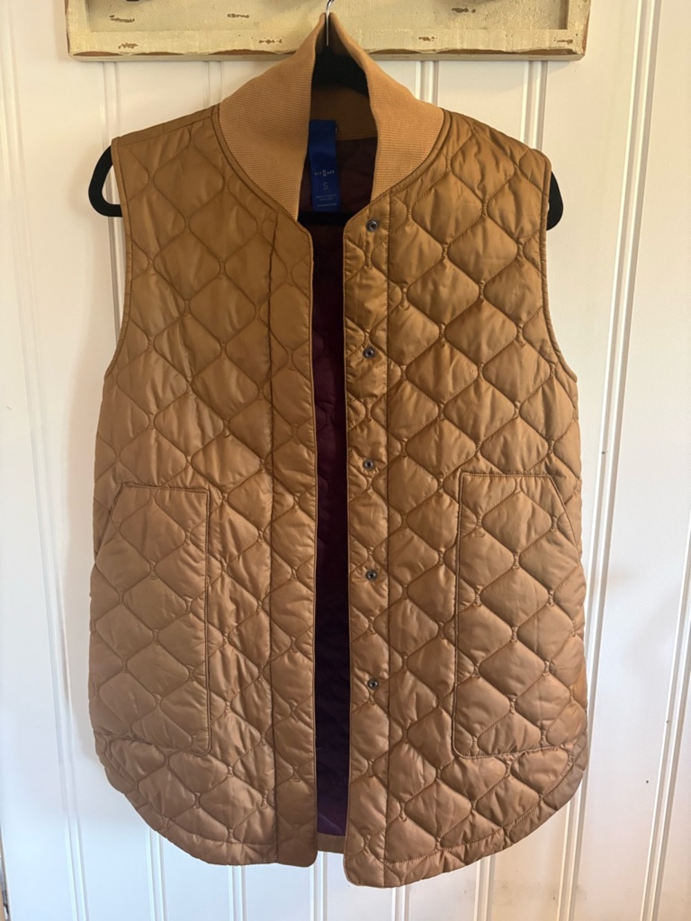 Kit and Ace Quilted Tan Collarless Vest